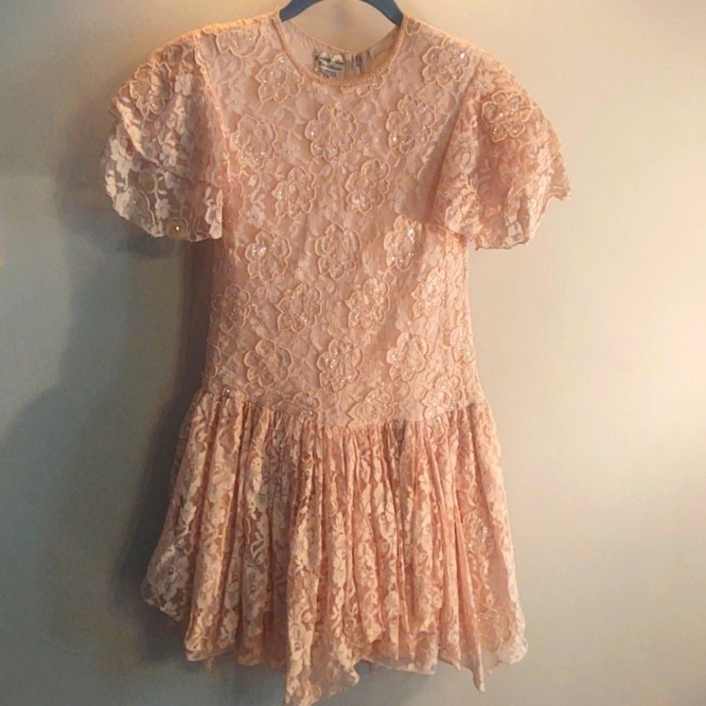 Vintage Judith Ann Creation Beaded Floral Dress 7/